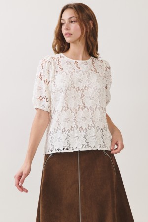 C1282<br/>SHORT SLEEVE LACE BLOUSE