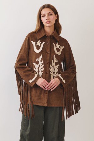 C2148<br/>EMBROIDERED WITH FRINGE JACKET