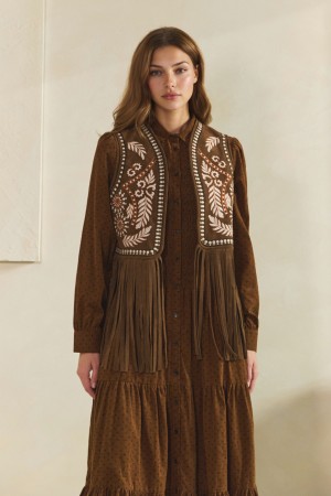 C2162<br/>EMBROIDERY WITH FRINGE VEST