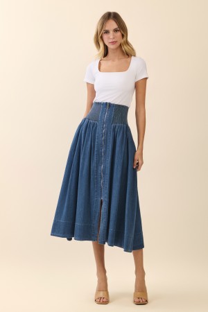 C6182<br/>ZIP FRONT MIDI SKIRT