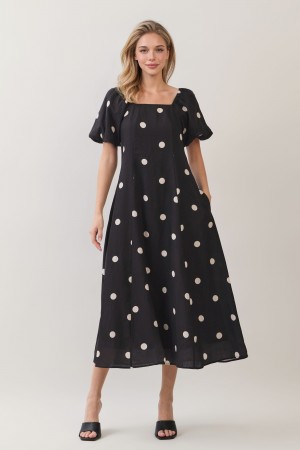 C7508<br/>PUFF SLEEVE MIDI DRESS