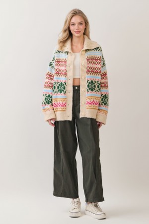 C8092<br/>FAIR ISLE SWEATER CARDIGAN